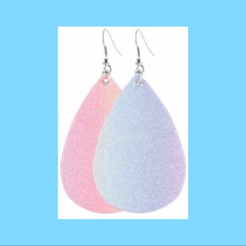 GLITTER MULTI COLORED LEATHER EARRINGS